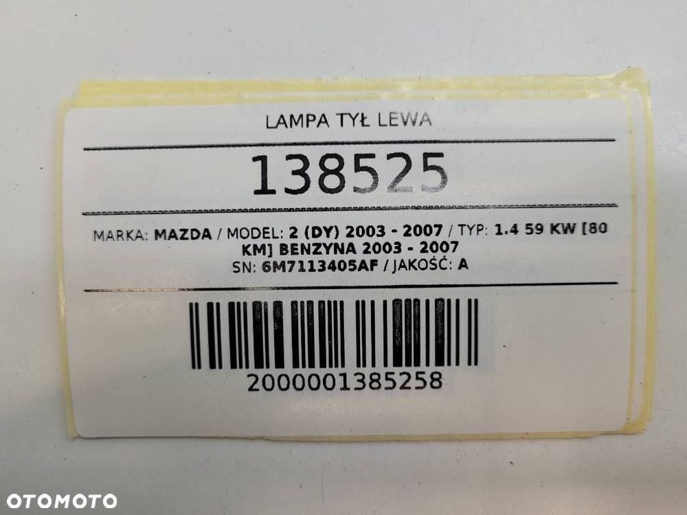 LAMPA TYŁ LEWA MAZDA 2 DY BIAŁA EUROPA 6M7113405AF - 9