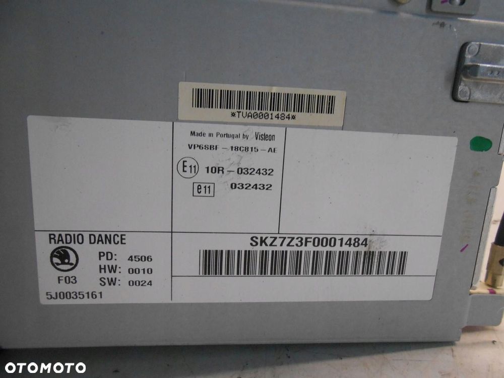radio cd skoda roomster 5j0035161 vp6sbf-18c815-ae # - 3