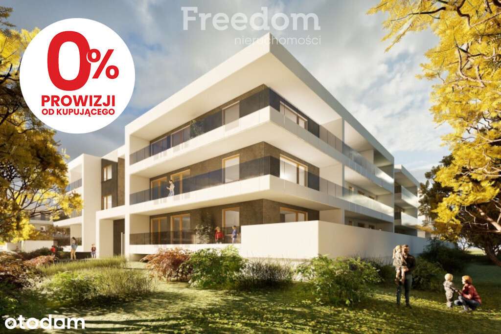 Gotowy nowy apartament z dużym zielonym tarasem.