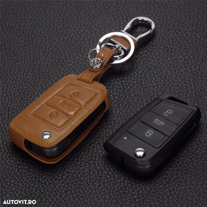 Husa piele pentru cheie Golf 7,Seat Leon, Ibiza Skoda Octavia 3 - 6