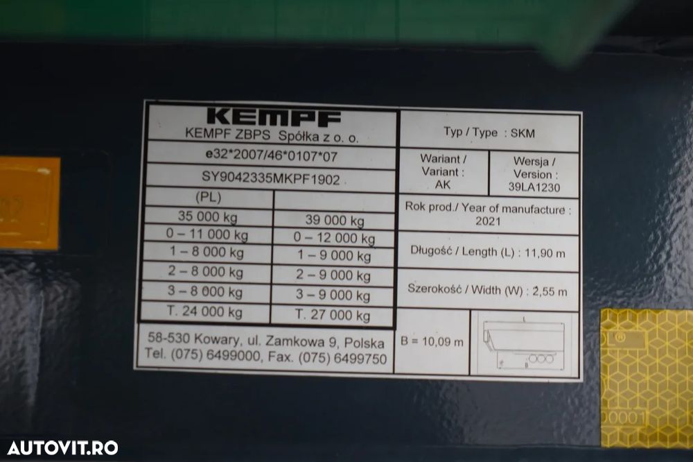 Kempf BASCĂLĂ KEMPF 60m³ / UȘĂ CLAPETĂ / AXĂ RIDICATĂ / 2021 - 21