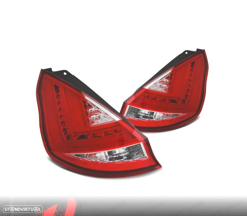FAROLINS TRASEIROS FORD FIESTA MK7 08-12 LIGHT BAR VERMELHO CROMADO - 1