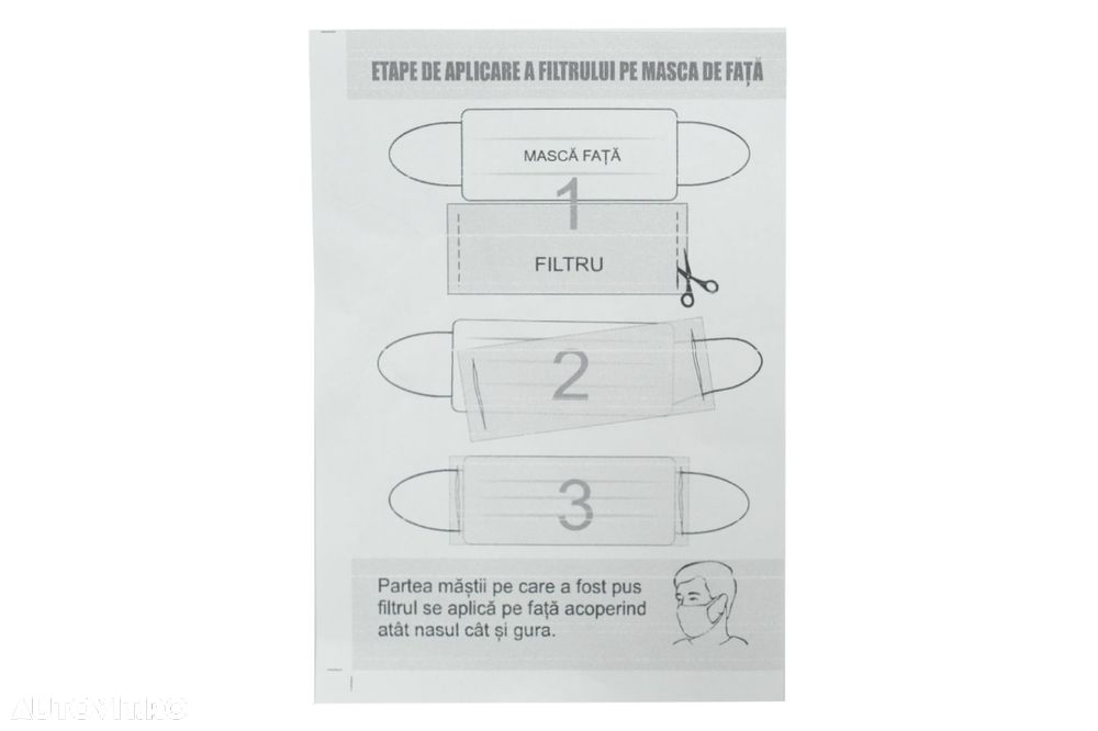 Pachet 5 masti de protectie albe cu mustati cu pliuri din bumbac 100% - 3