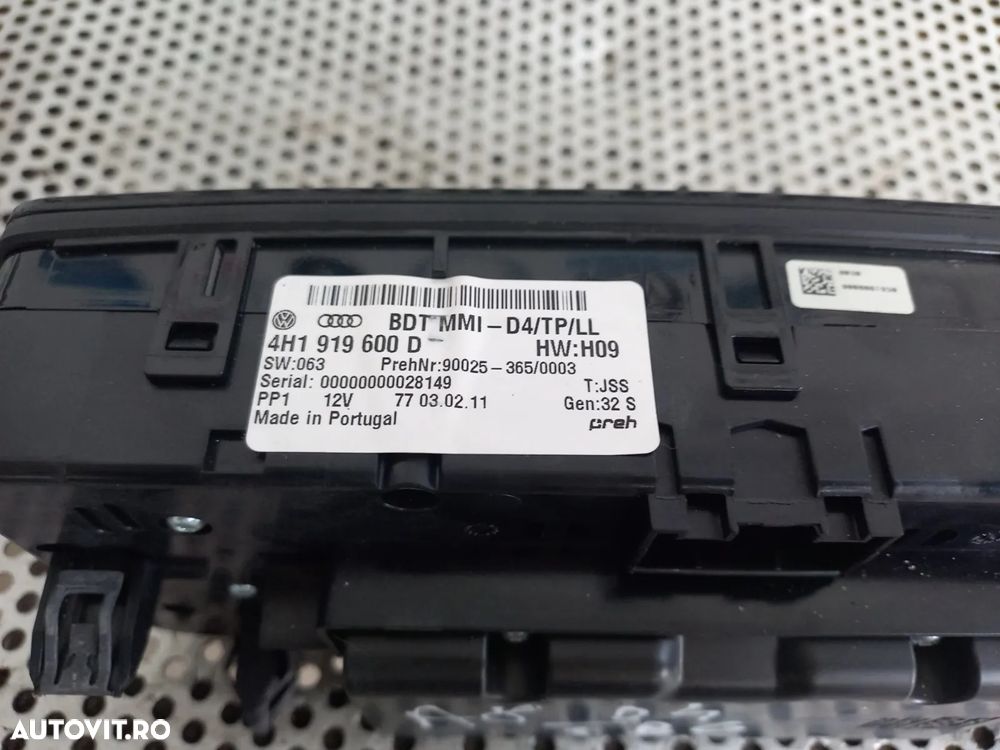 Consola Interfata Centrala Modul Panou Comenzi Navi Radio Cd ECU MMI Audi A8 4H D4 An 2010-2011-2012-2013-2014-2015-2016-2017 Volan Stanga Dezmembrez Audi A8 4H D4 3.0 Tdi Quattro Motor CDT Cutie MXU Volan Stanga - Dezmembrari Arad - 6