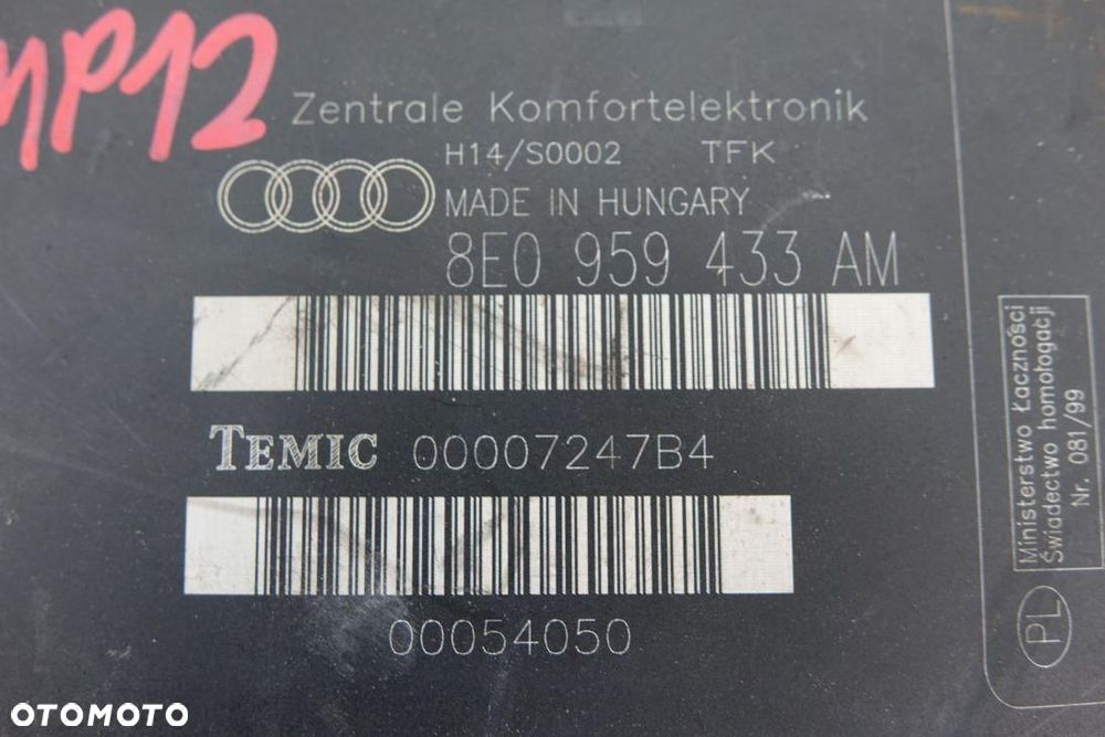 STEROWNIK MODUŁ KOMFORTU AUDI A4 B6 TEMIC 8E0959433AM - 2