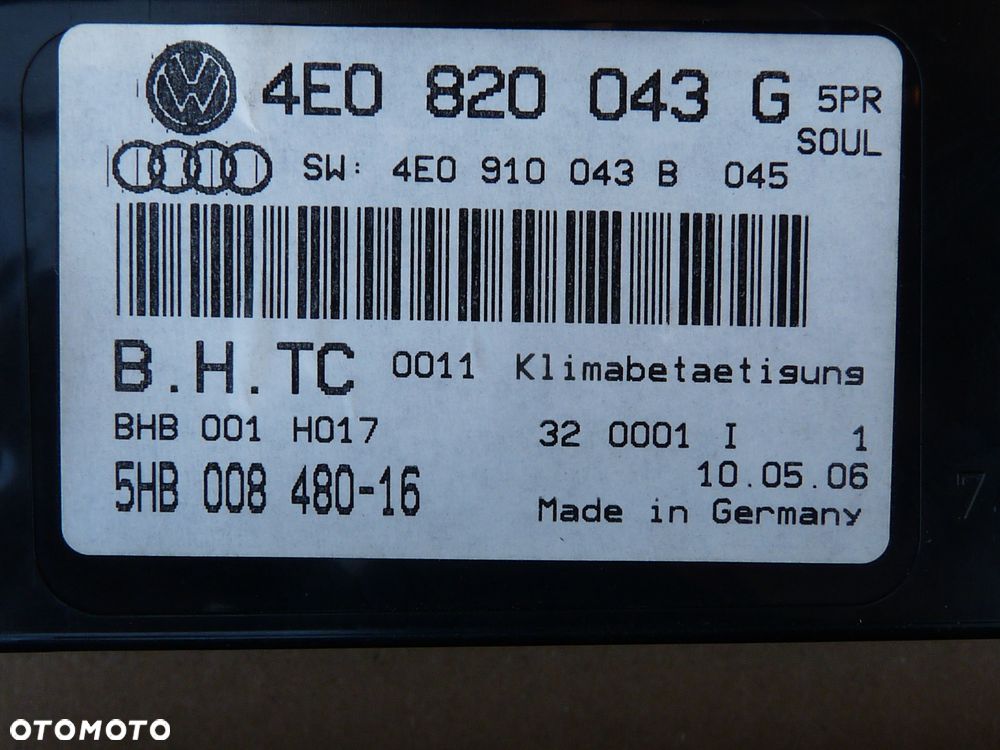 AUDI A8 D3 LIFT PANEL KLIMATYZACJI 4E0820043G - 11