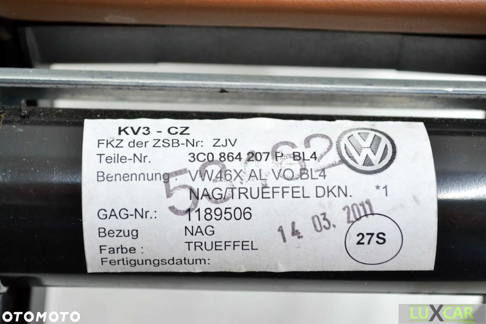 VW PASSAT CC PODŁOKIETNIK SKÓRZANY BRĄZOWY 3C0864207P GORLICE - 3