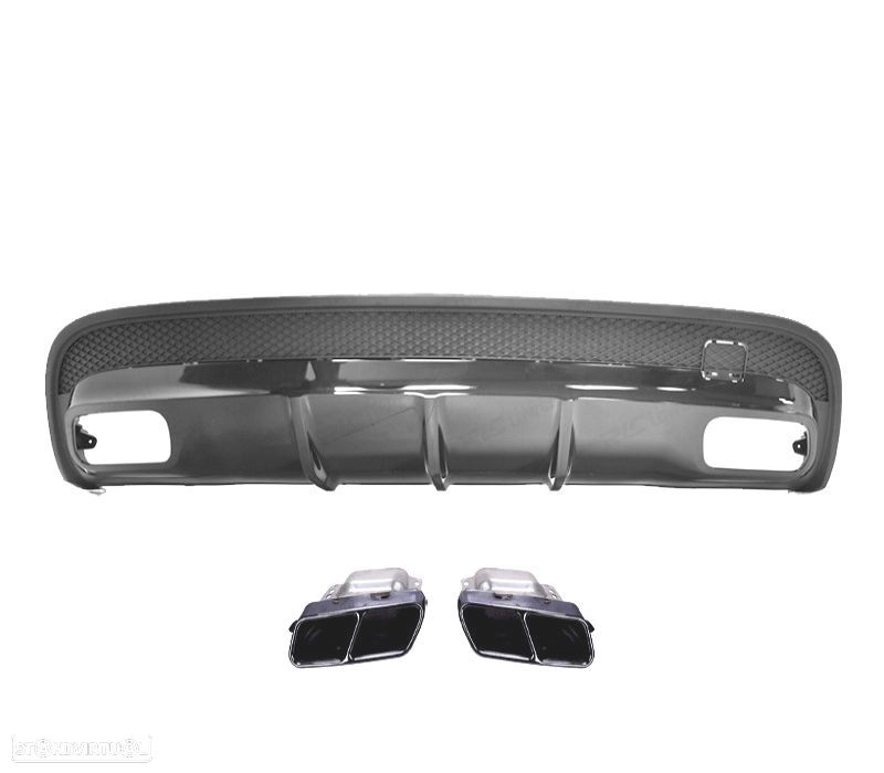 DIFUSOR MERCEDES X156 AMG 13-19 LOOK GLA45 PRETO + PONTEIRAS DE ESCAPE PRETAS - 2