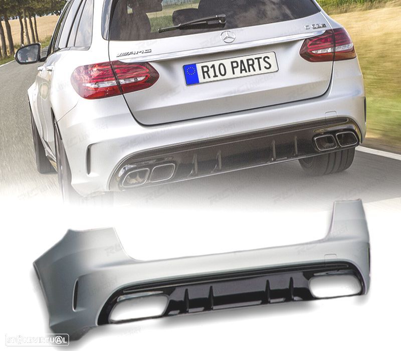 PARA-CHOQUES TRASEIRO MERCEDES CLASSE C W205 5P 19- LOOK C63 - 1