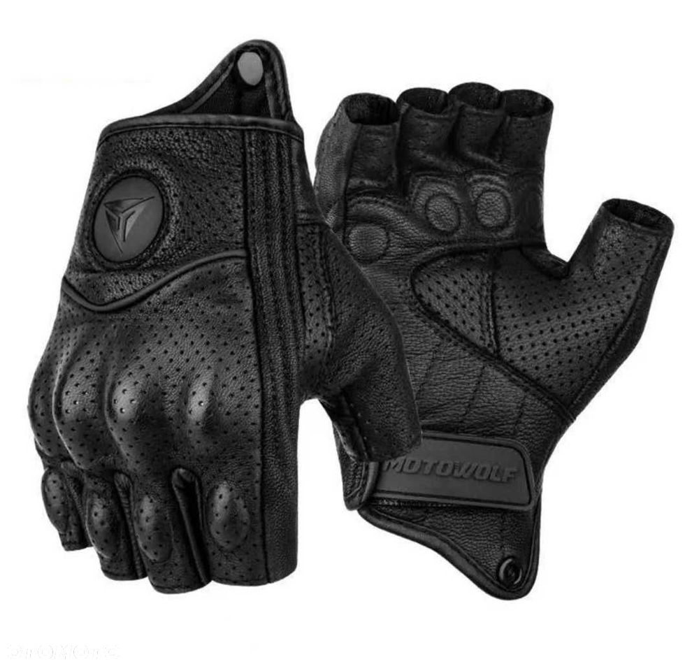 Rękawice skórzane bez palcy motocyklowe - 1