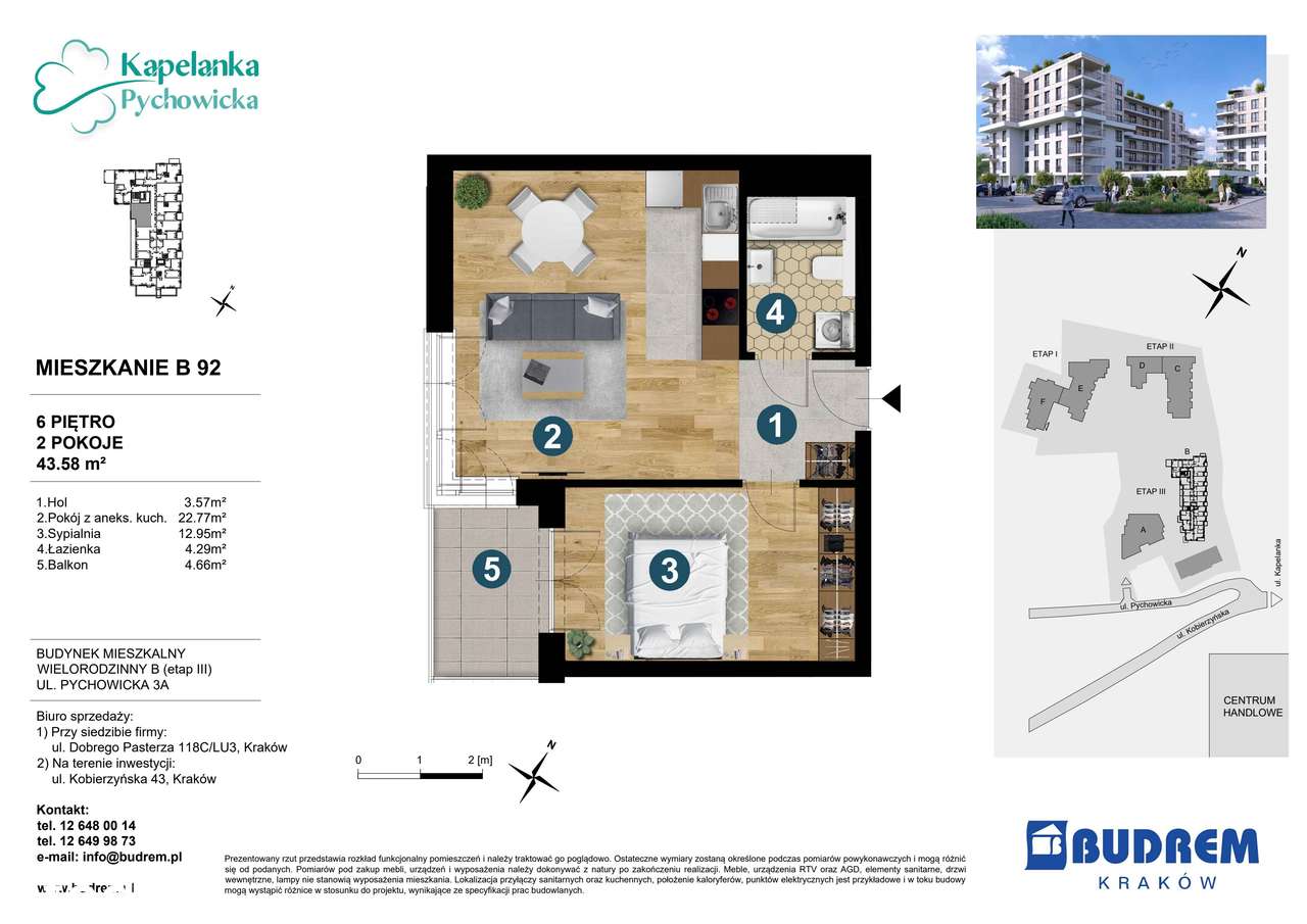 2-pokojowe mieszkanie 43m2 + balkon Bezpośrednio - Pełny obrazek: 2/24