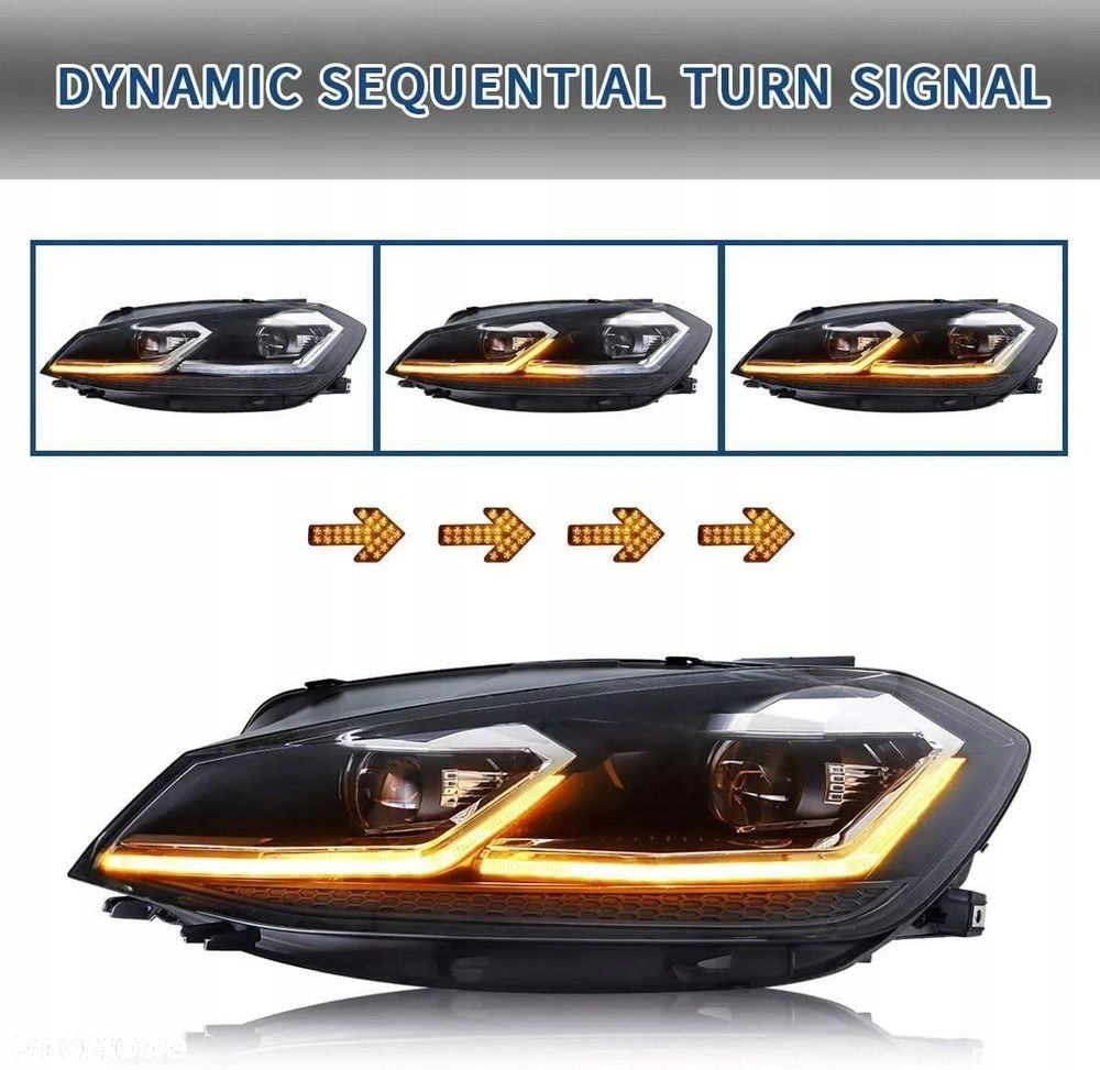 Reflektory Lampy kpl Vland Led + H7 Tuning Chrom Vw Golf VII 7 .5 5g0 Lift - 6