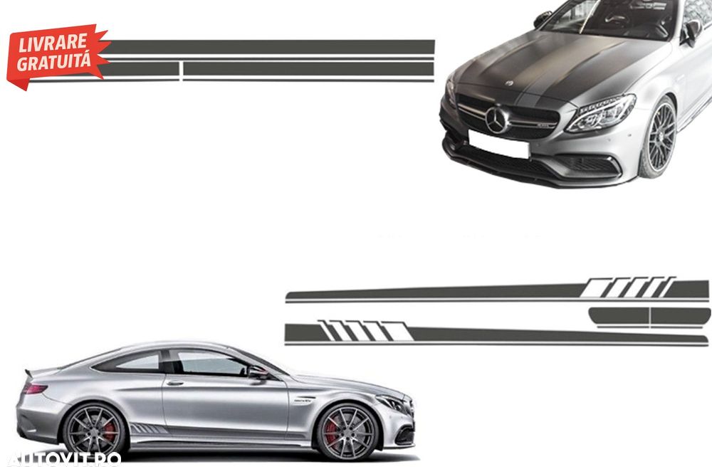 Set Stickere Capota Plafon Portbagaj si Laterale Gri Inchis Mercedes C205 Coupe A2- livrare gratuita - 1