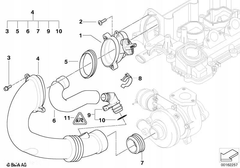 Bmw X5 E53 E60 E61 Rura Wlot Przewód Wąż Intercoolera Turbo M57N 7795026 - 6