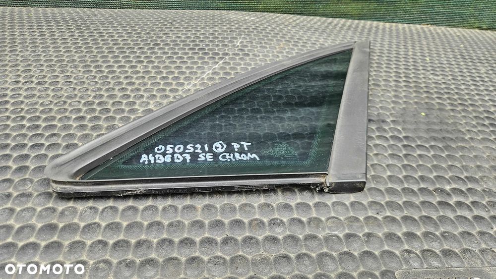 Szyba Szyby 8E5845299M 8E5845300M Karoseryjna Boczna Błotnik Trójkat LEWA PRAWA Tyl Tylna Pod Chrom Ramki Audi A4 B6 B7 Sedan E1 43R-001057 DOT27 N23100 AS2 ESG tinted - 21
