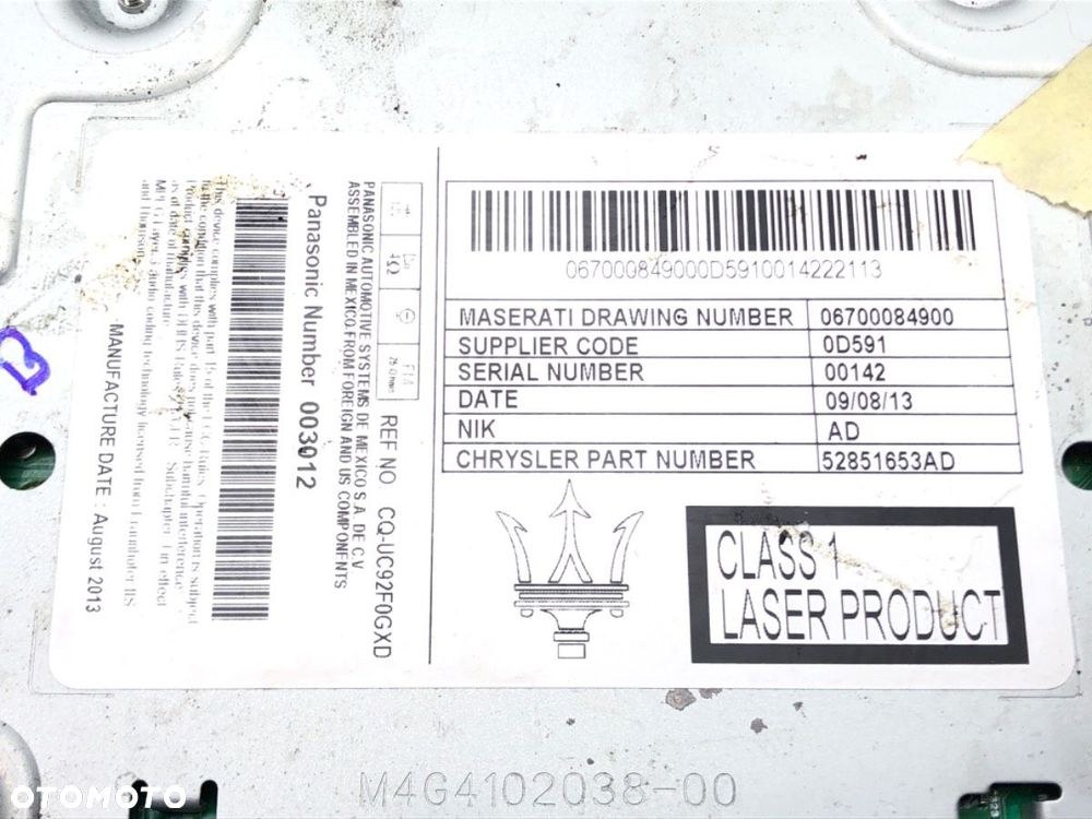 RADIO NAWIGACJA  MASERATI QUATTROPORTE VI 2012 - 2022 3.0 S Q4 302 kW [411 KM] benzyna 2013 - 2022 - 5