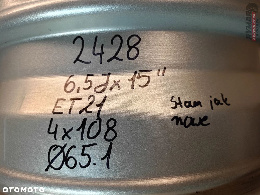 ŚLĄSK JAK NOWE ALUFELGI 6.5X15" 4X108 ET21 PEUGEOT CITROEN OPEL KOMPLET - 8