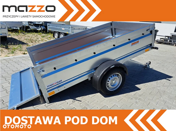 Neptun DOSTAWA Przyczepka 236x129x45cm DMC750kg SPAWANA RAMA, Resor 4-piórowy z amortyzatorem, WYSOKA BURTA