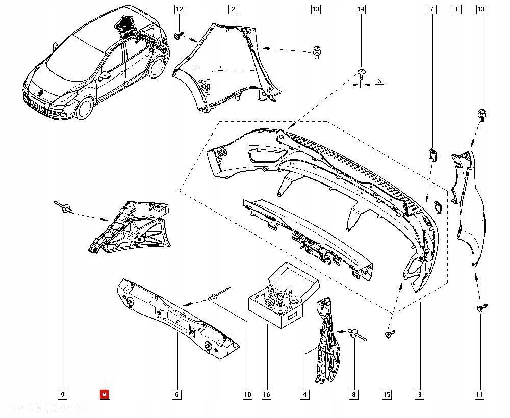 ŚLIZG ZDERZAKA PRAWY TYŁ RENAULT SCENIC III 850440007R - 9