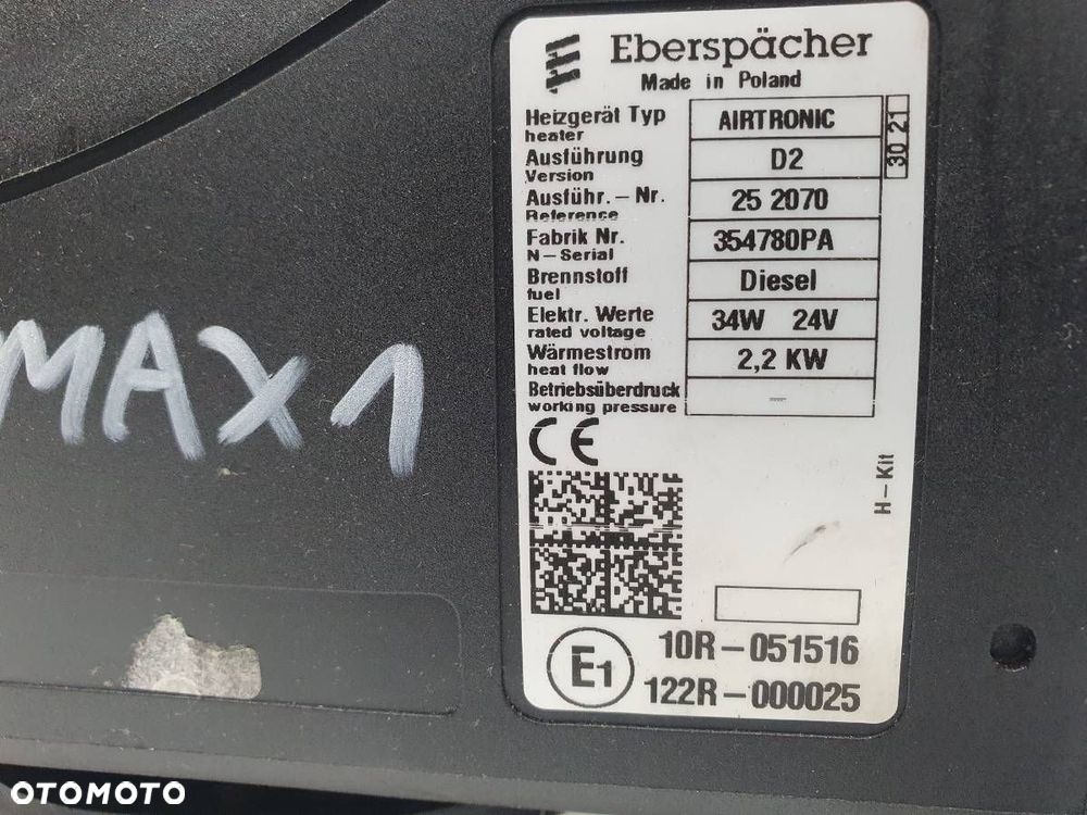 OGRZEWANIE POSTOJOWE EBERSPACHER AIRTRONIC D2 24V 252070 FORD F-MAX 500 - 2