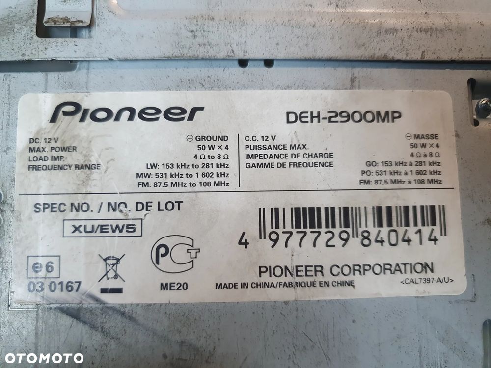 Radio samochodowe Pioneer DEH 2900MP AUX 50W - 5