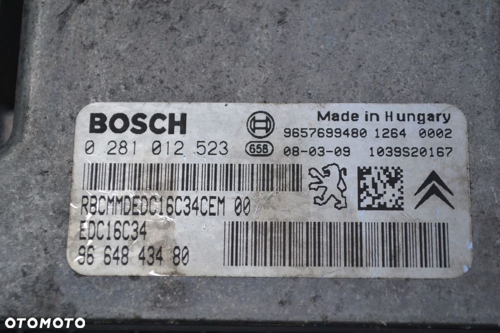 CITROEN PEUGEOT 1,4 HDI KOMPUTER STEROWNIK SILNIKA 9657699480 0281012523 - 2