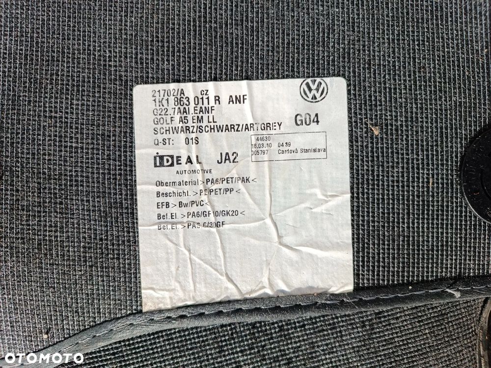 VW GOLF V DYWANIKI WELUROWE KOMPLET - 3