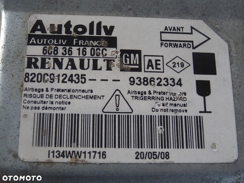 MODUŁ AIRBAG STEROWNIK SENSOR PODUSZEK POWIETRZNYCH OPEL VIVARO RENAULT TRAFIC PRIMASTAR - 2