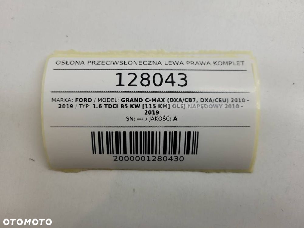 OSŁONA DASZEK PRZECIWSŁONECZNA LEWA PRAWA KOMPLET FORD GRAND C-MAX - 13