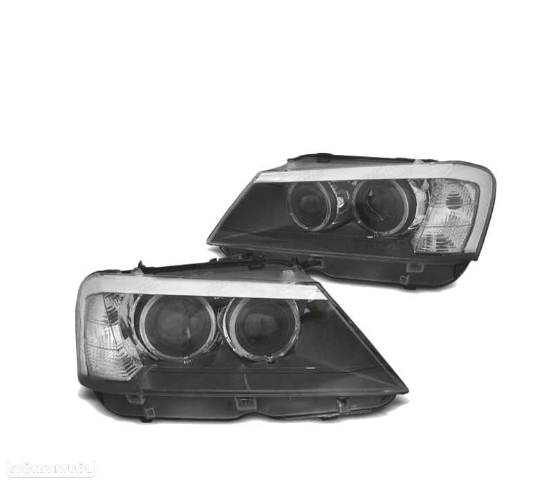 FARÓIS ANGEL EYES LED PARA BMW X3 F25 10-14 BLACK PRETO - 1