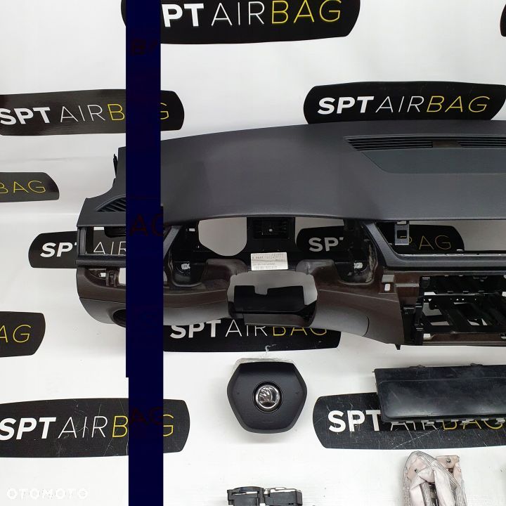 SKODA SUPERB III 3 DESKA ROZDZIELCZA BRĄZ KONSOLA KOKPIT PULPIT PODUSZKI AIRBAG AIR BAG PASY KURTYNY KIT SET - 2