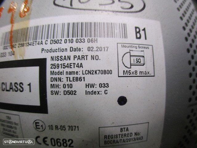 Radios 259154ET4A  7612033104 NISSAN QASHQAI J11 2017 1.5DCI 110CV 5P CINZA BOSCH LCN2K70B000 - 7
