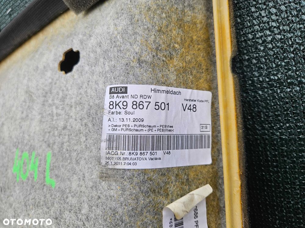 Podsufitka S-line Sufit Tapicerka Ciemna Soul Audi A4 B8 Kombi Avant 8K9867501 - 31