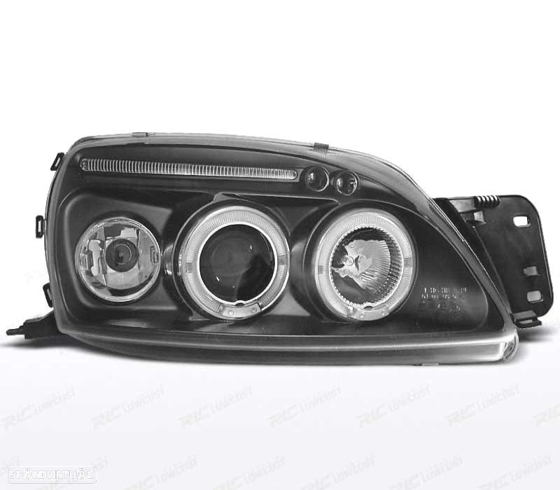 FARÓIS ANGEL EYES FORD FIESTA 99-02 FUNDO PRETO - 2