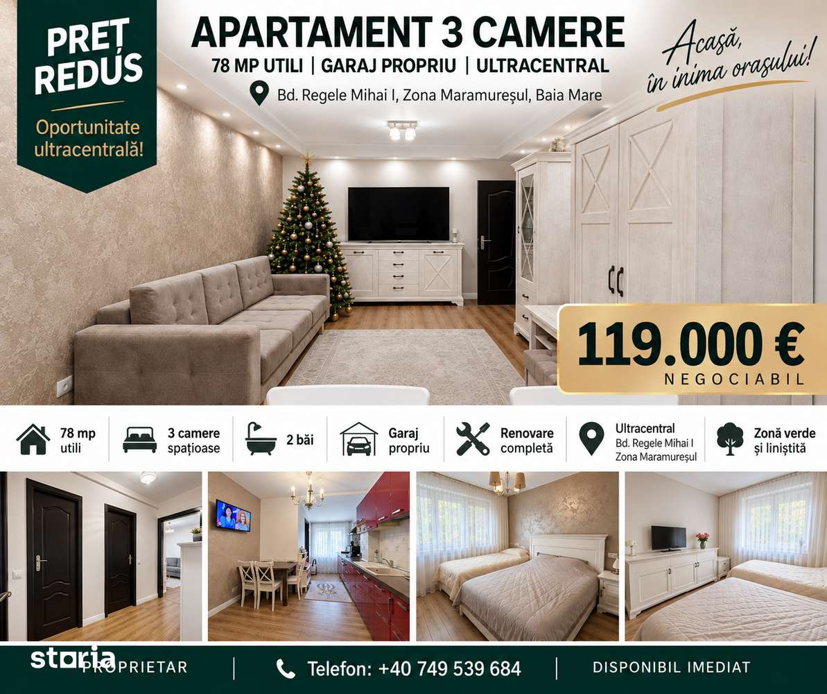 PREȚ REDUS | Apartament 3 camere | 78 mp | Ultracentral — fotografia 1