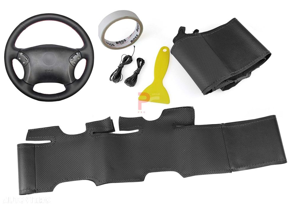 Husa volan piele negru 38 cm. Mercedes Benz  W203 - 1