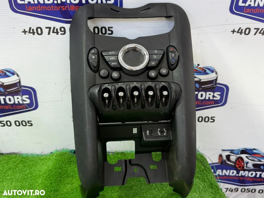 PANOU CENTRAL CONTROL CLIMA  / LUMINI / AUX / USB / + ORNAMENT BORD (3 BUC.) MINI COOPER R55 R56 R60 2010-2016 COD OEM E1066165B 3456884 9806926 9804920-04 - 2