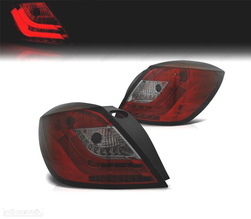 FAROLINS TRASEIROS OPEL ASTRA H GTC 04-09 LIGHT LED BAR FUNDO VERMELHO FUMADO - 1