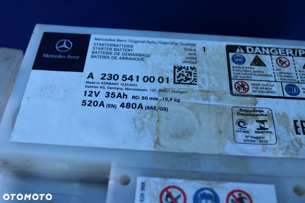 Akumulator AGM 12V 35Ah 520A sprawny OE Mercedes SL R230 W230 A2305410001 - 3