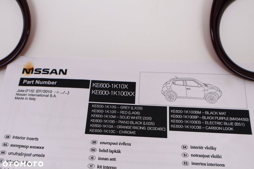 NISSAN JUKE F15 DEKORY RAMKI GŁOŚNIKÓW DESKI ROZDZIELCZEJ KE600-1K100-BP - 5