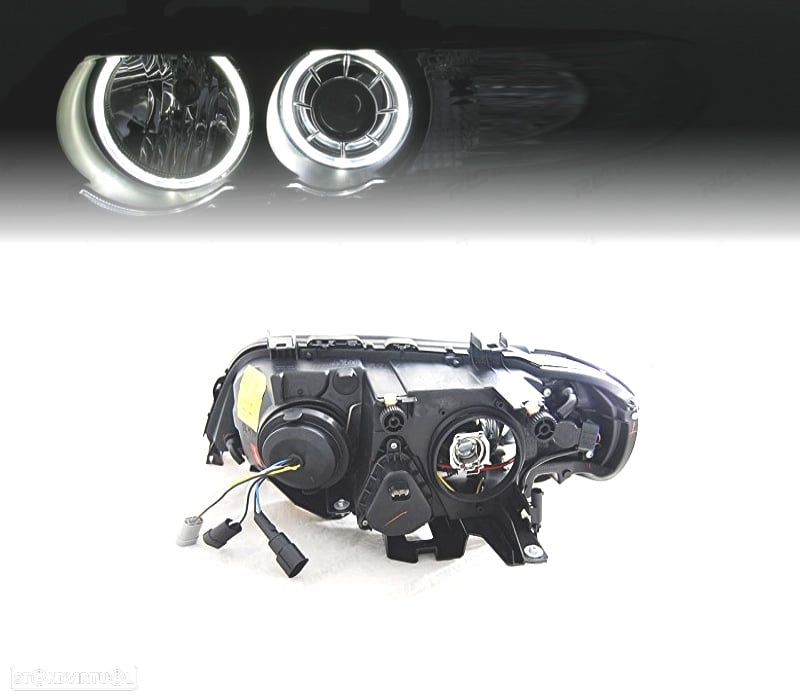 FARÓIS ANGEL EYES LED BMW X5 E53 00-03 FUNDO PRETO - 2