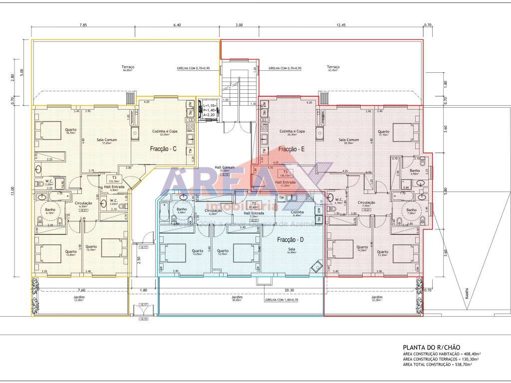 Fração D - T2 RÉS DO CHÃO - jardim 38m2 - garagem 34,9m2 - Grande imagem: 2/6