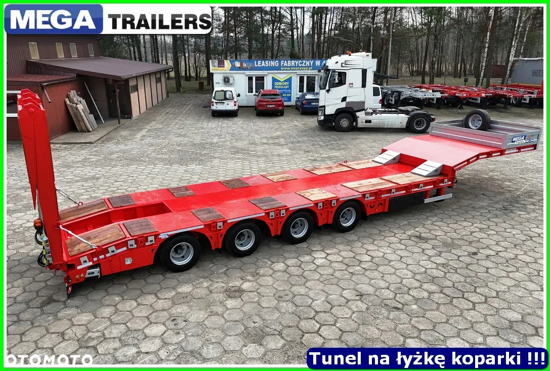 Mega Nisko podłoga 4 osie,  dł. 9,50 m, TUNEL na RAMIĘ KOPARKI !!! - 2