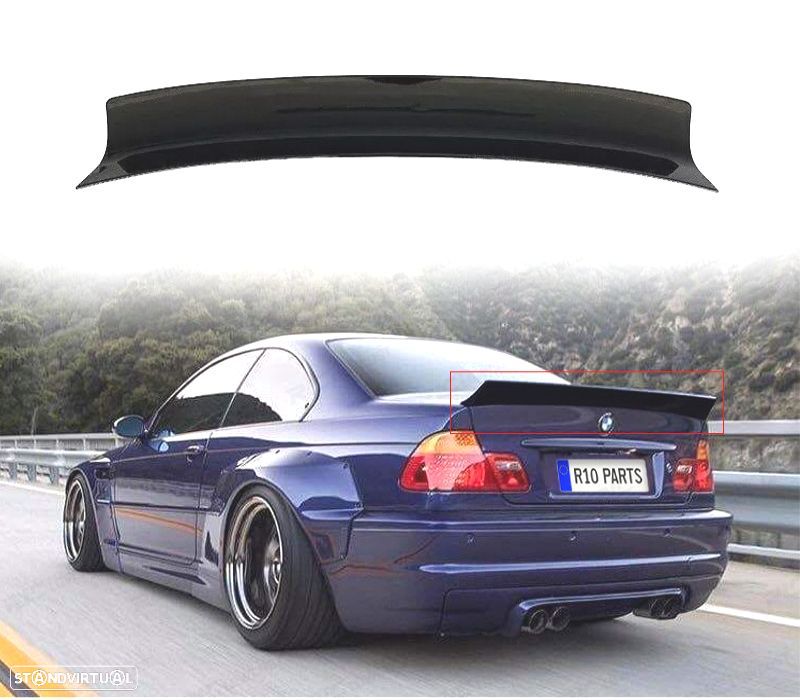SPOILER BMW E46 COUPÉ 98-05 PRETO BRILHANTE DUCK TAIL - 1