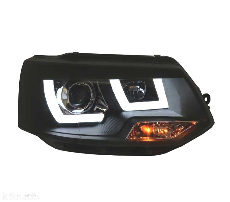FAROIS FRONTAIS VOLKSWAGEN VW TRANSPORTER T5 10-15 TUBE LIGHT FUNDO PRETO - 2