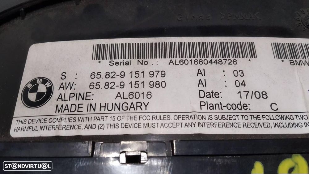 TELA/ECRÃ MULTIFUNÇÕES BMW SERIE 5 BERLINA E60 - 1