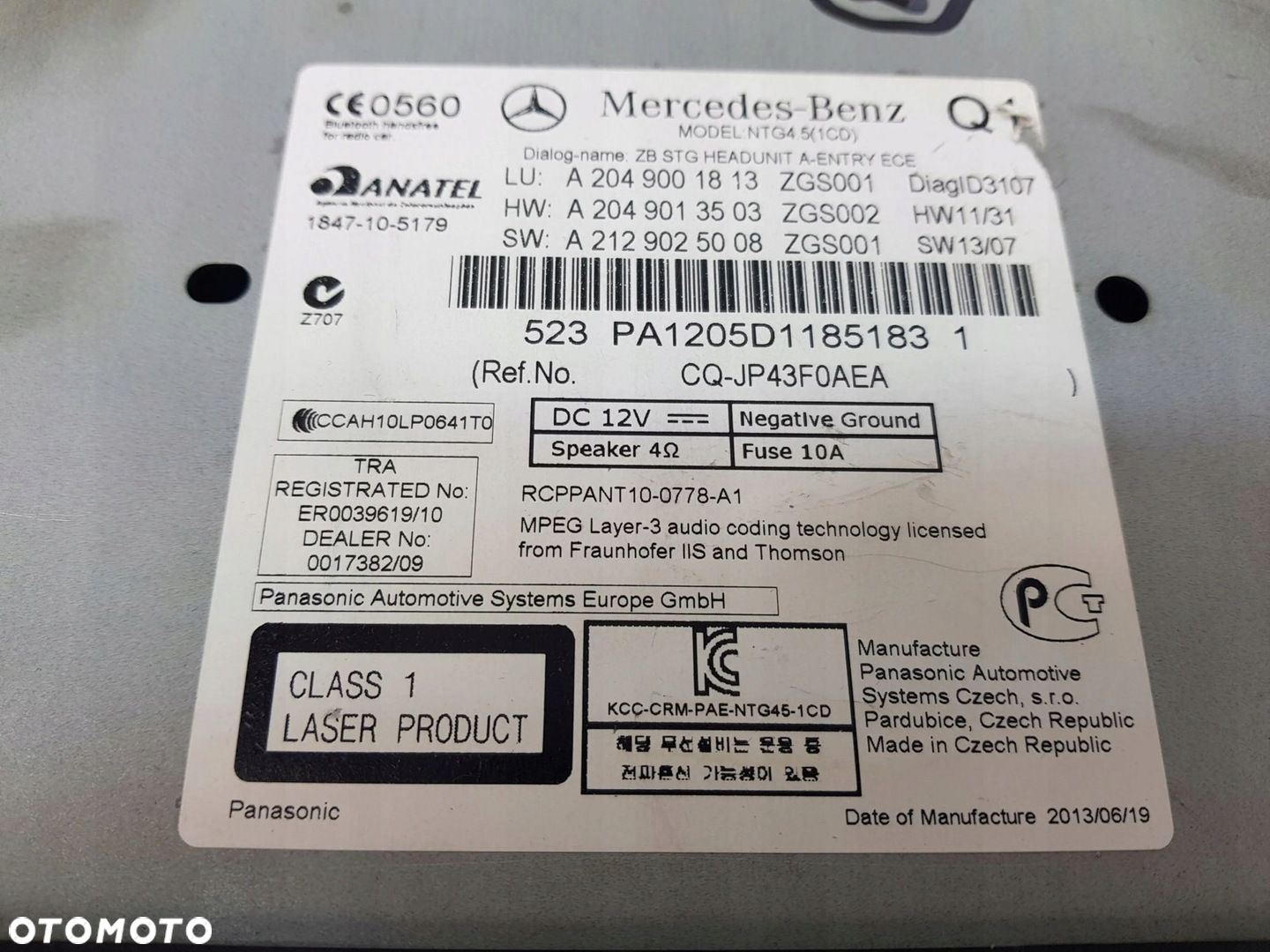 MERCEDES C W204 LIFT 11-14 RADIO CD NAWIGACJA COMAND NTG 4.5 A2049011813 - 5