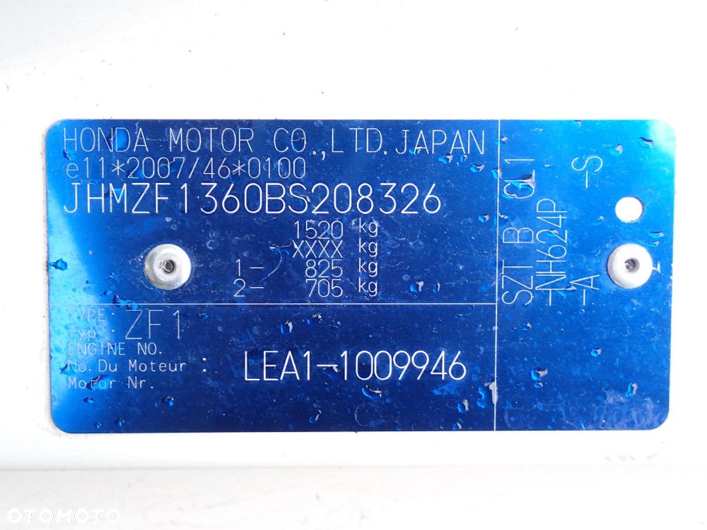 CZĘŚCI - Honda CR-Z 1,5 i-VTEC 124KM HYBRID LEA1 FILM COUPE HB 3D GT IMA lakier NH624P 2010r. INDEX - 9987 - 9