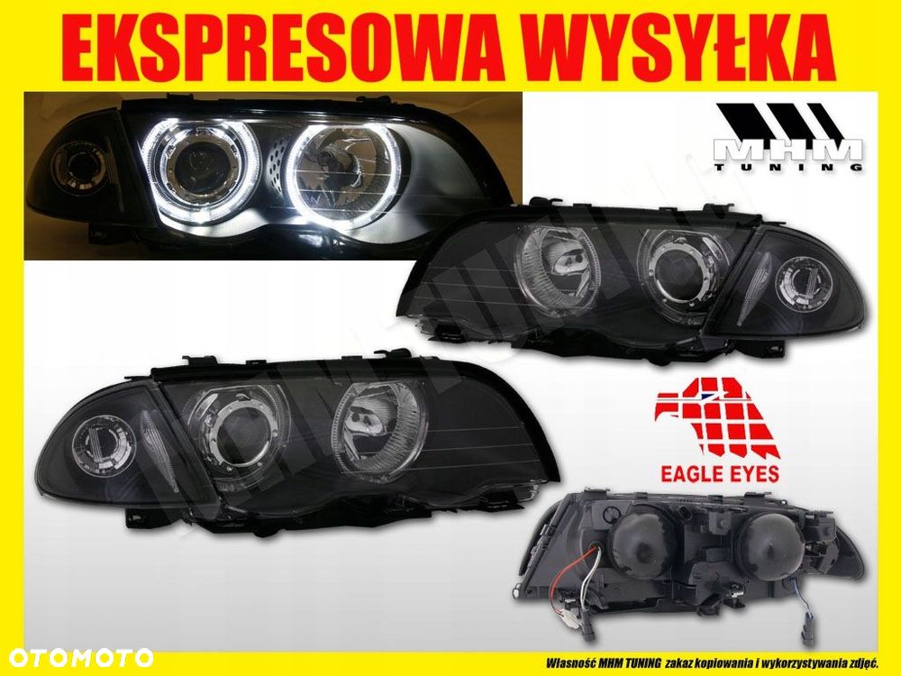 Reflektory Lampy kpl Diody Soczewka Clear Black Czarne Bmw 3 E46 1998-2001 - 4