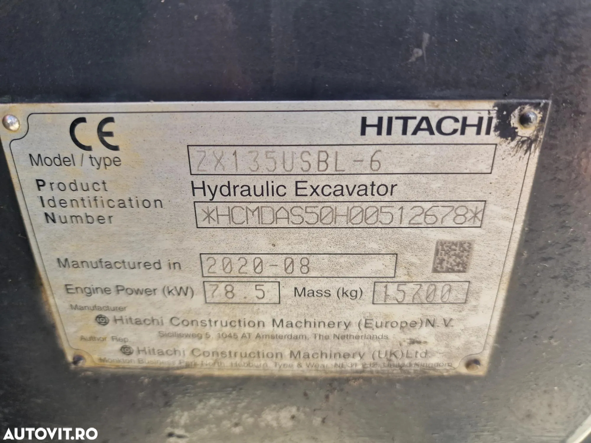 Hitachi ZX135-3.552h, 2020, LAMA NIVELARE, COMPACT in gabarit, CUPLA RAPIDA hidraulica, Int picon, Inst hidr rotire atasamente, Masa operationala 15,7t, ad sapare 6m, Ridica tevi 8,5t, camera spate si 2 laterale, consum 9l/h, sist antifurt, PROMOTIE 86900eur - 34